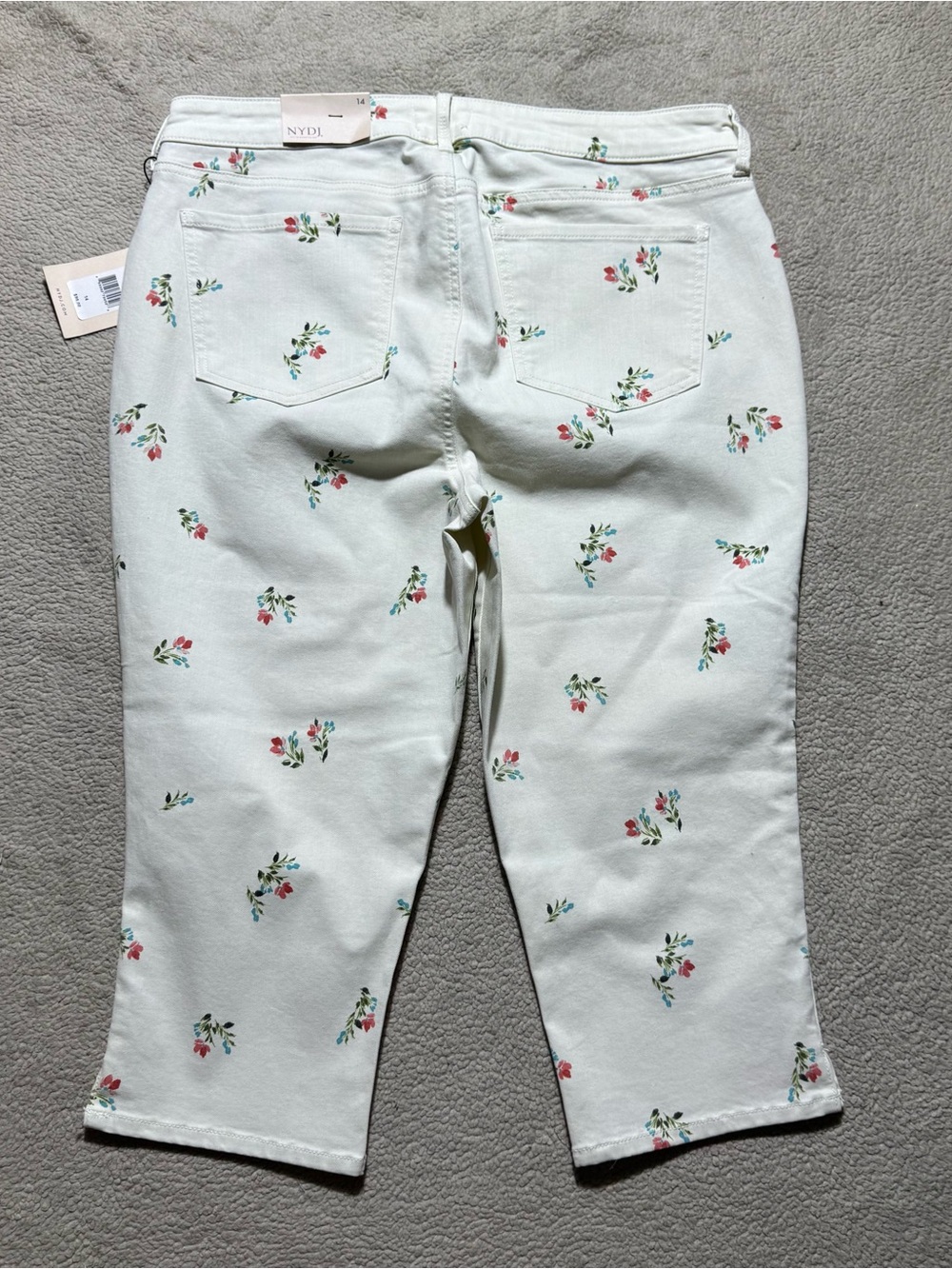 NYDJ Jeans Womens 14 Lift x Tuck Technology Skinny Capri Floral Print White NEW - Picture 11 of 16